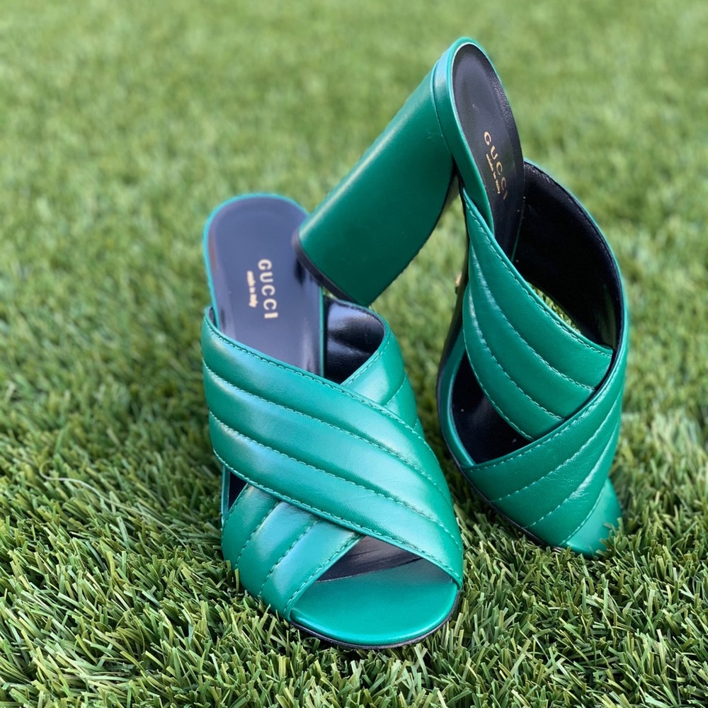 Gucci Webby Green Leather Heel